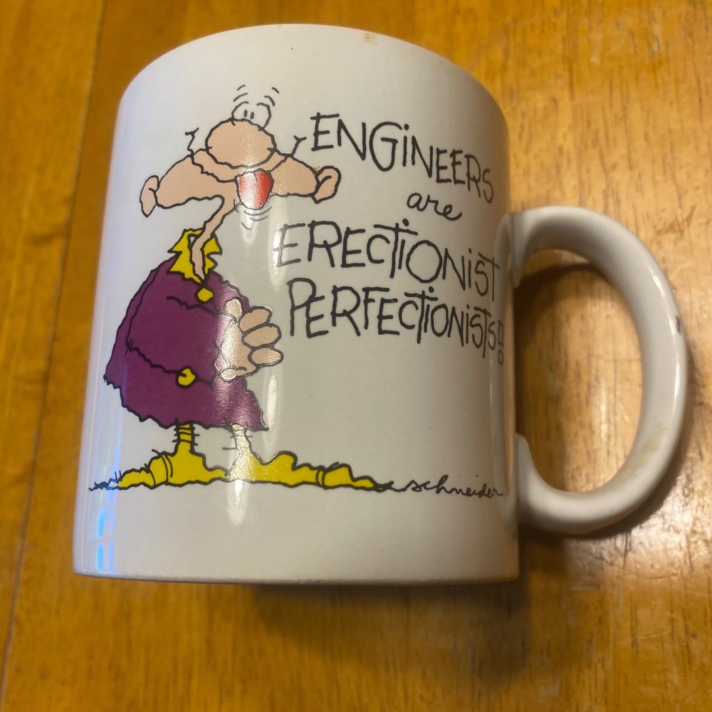 RUSS Coffee Mug Vintage Engineer Humor Graphic Made in Korea Schneider